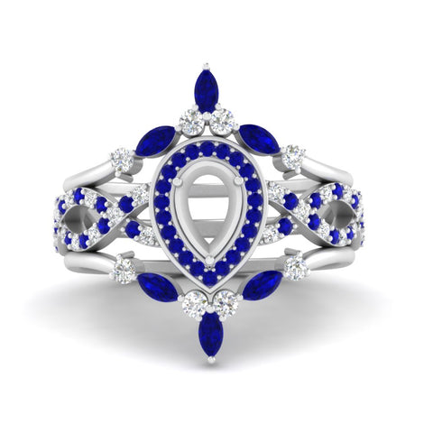 Twisted Semi Mount Halo Bridal Ring Set