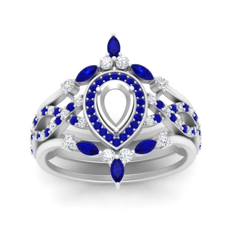 Twisted Semi Mount Halo Bridal Ring Set