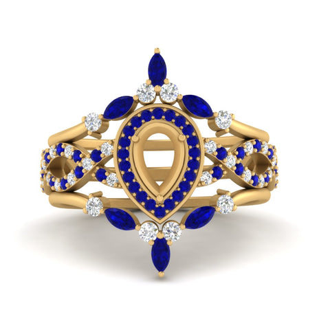 Twisted Semi Mount Halo Bridal Ring Set