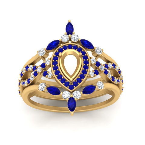 Twisted Semi Mount Halo Bridal Ring Set