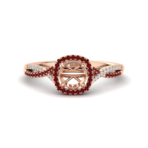 Cushion Outline Halo Round Semi Mount Ring