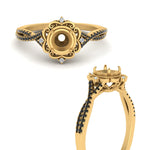 Load image into Gallery viewer, semi-mount-halo-filigree-twisted-black-diamond-engagement-ring-in-FD124061SMRGBLACKANGLE3-NL-YG
