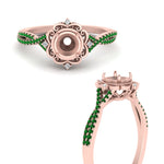 Load image into Gallery viewer, semi-mount-halo-filigree-twisted-emerald-engagement-ring-in-FD124061SMRGEMGRANGLE3-NL-RG
