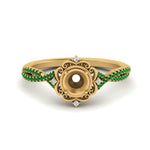 Load image into Gallery viewer, semi-mount-halo-filigree-twisted-emerald-engagement-ring-in-FD124061SMRGEMGRANGLE3-NL-YG
