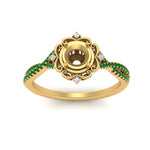 Load image into Gallery viewer, semi-mount-halo-filigree-twisted-emerald-engagement-ring-in-FD124061SMRGEMGRANGLE3-NL-YG
