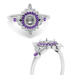 Load image into Gallery viewer, semi-mount-halo-floral-purple-topaz-engagement-ring-in-white-gold-FD9822SMRGVITOANGLE3-NL-WG?v=1755852255
