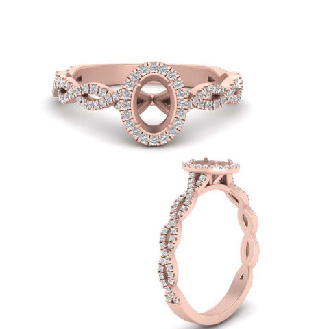 Oval Halo Infinity Vine Engagement Ring Semi Mount