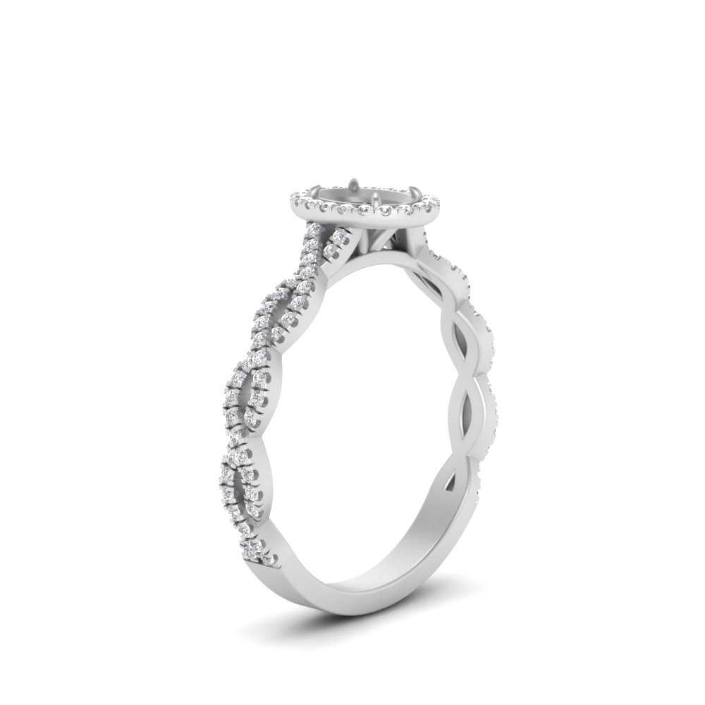 Oval Halo Infinity Vine Engagement Ring Semi Mount