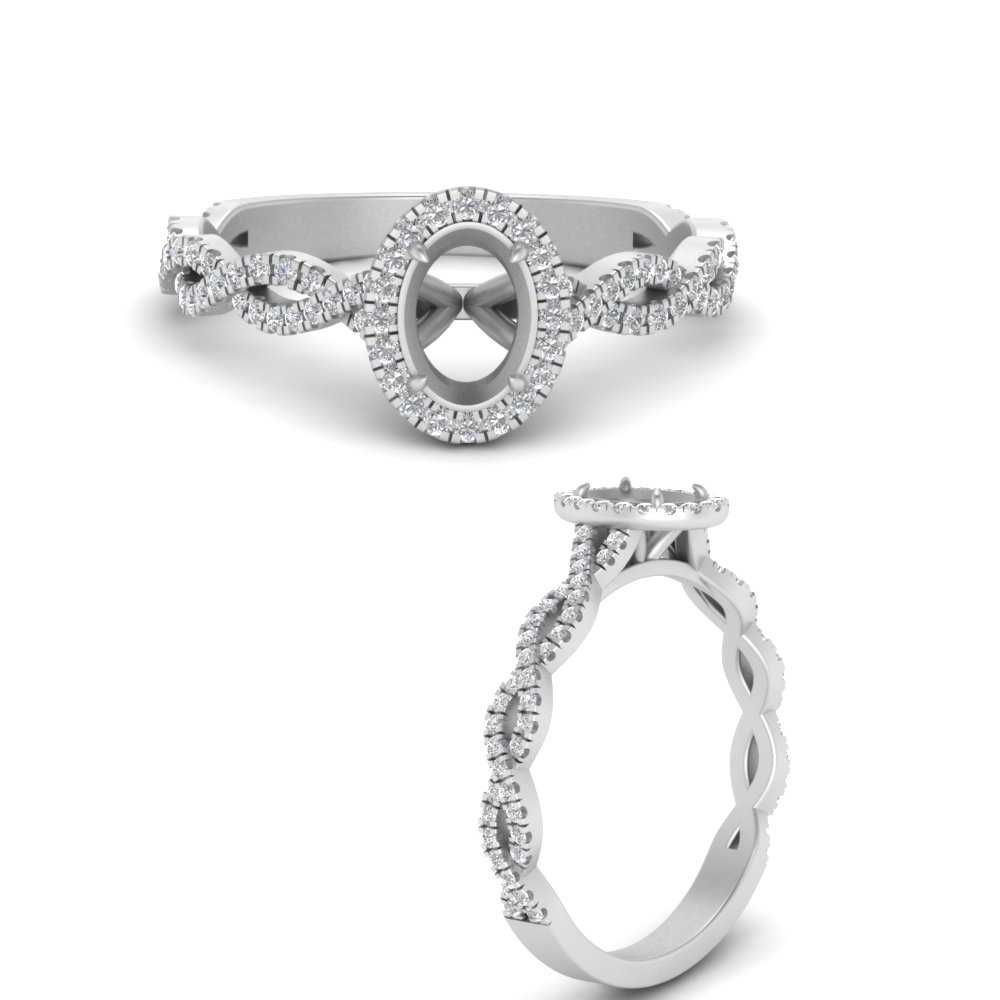 Oval Halo Infinity Vine Engagement Ring Semi Mount