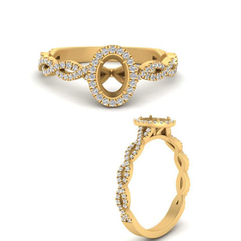 Oval Halo Infinity Vine Engagement Ring Semi Mount