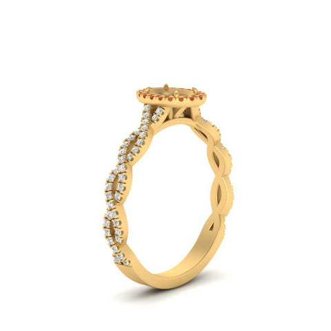 Oval Halo Infinity Vine Engagement Ring Semi Mount