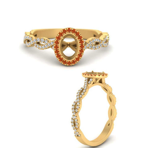 Oval Halo Infinity Vine Engagement Ring Semi Mount