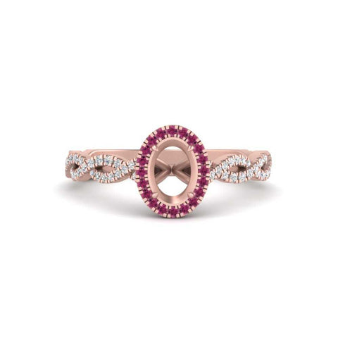 Oval Halo Infinity Vine Engagement Ring Semi Mount