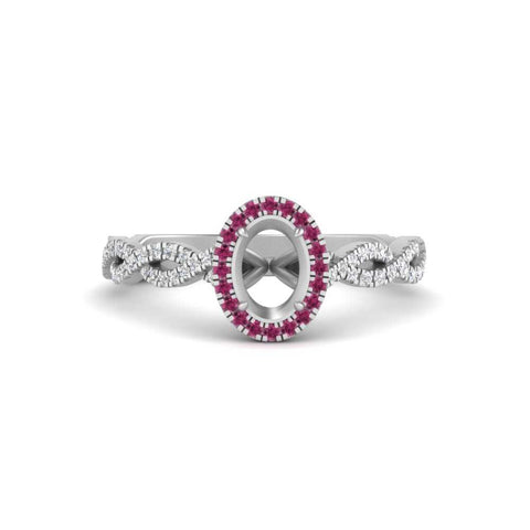 Oval Halo Infinity Vine Engagement Ring Semi Mount
