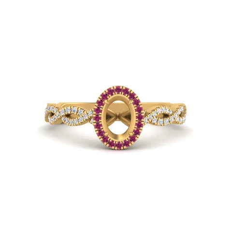 Oval Halo Infinity Vine Engagement Ring Semi Mount