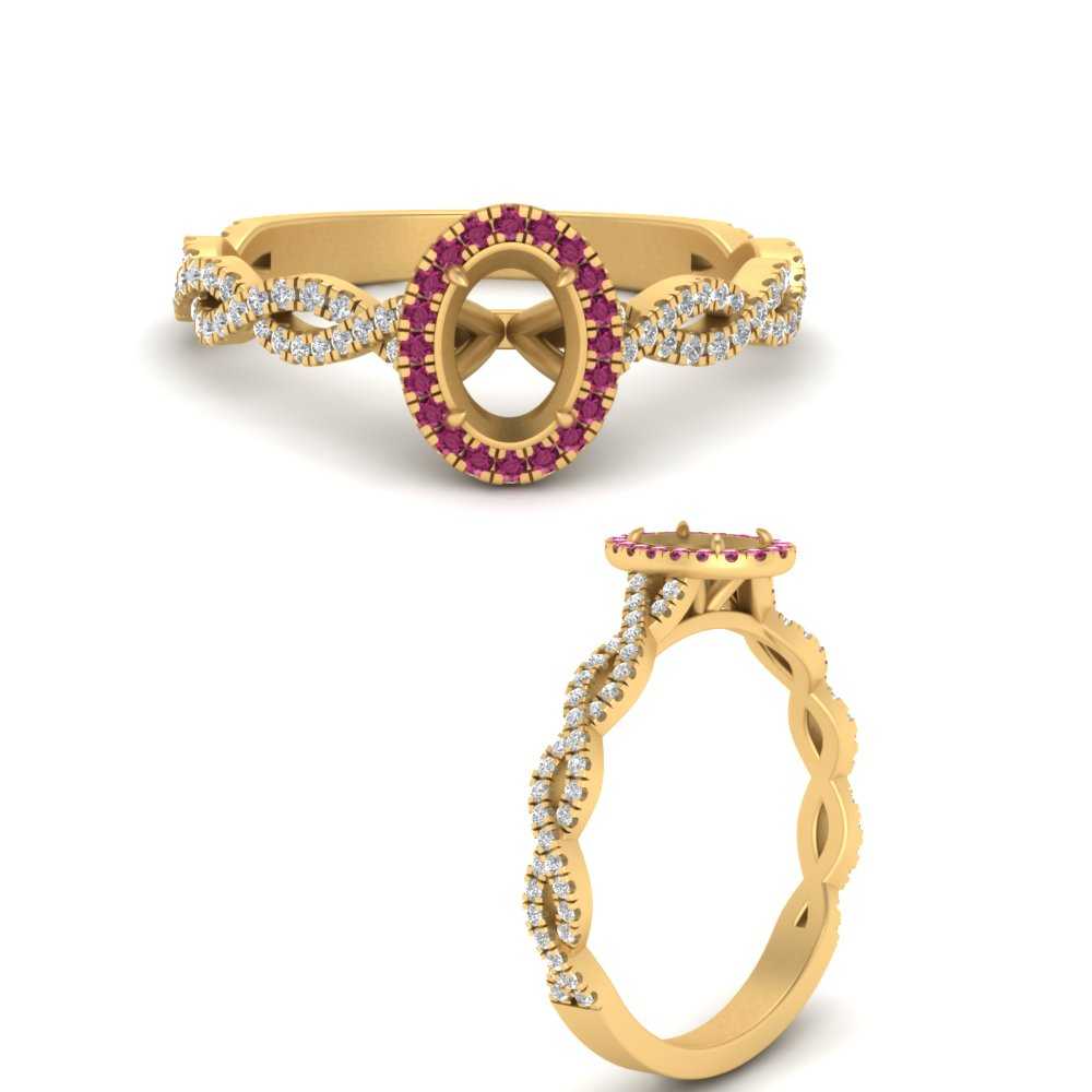 Oval Halo Infinity Vine Engagement Ring Semi Mount