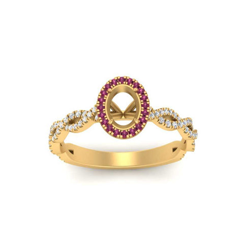 Oval Halo Infinity Vine Engagement Ring Semi Mount