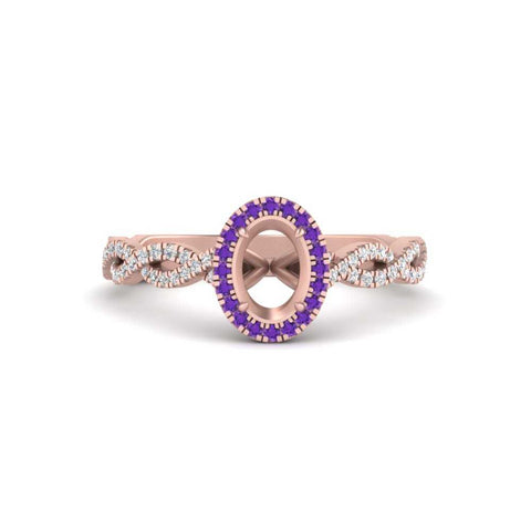 Oval Halo Infinity Vine Engagement Ring Semi Mount