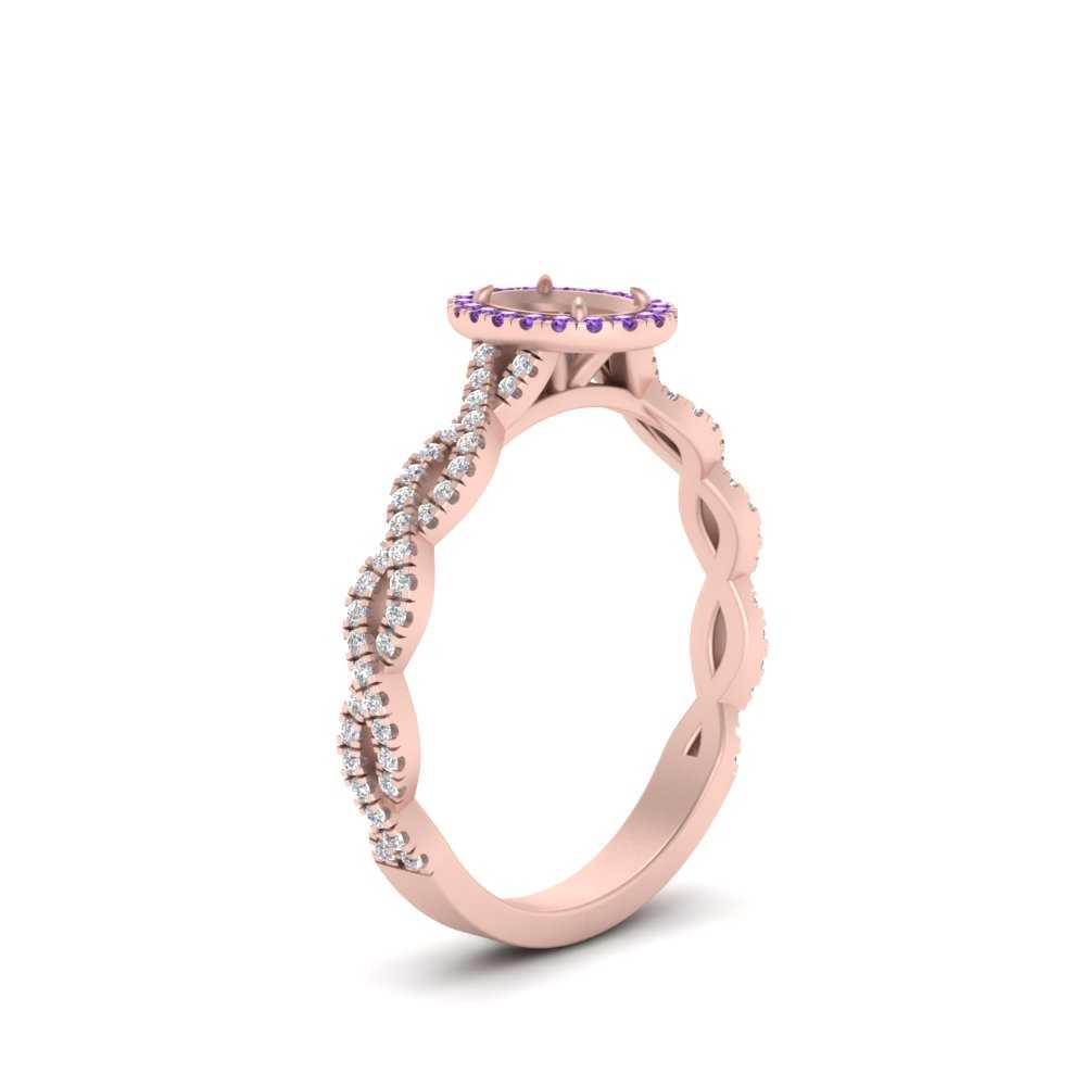 Oval Halo Infinity Vine Engagement Ring Semi Mount