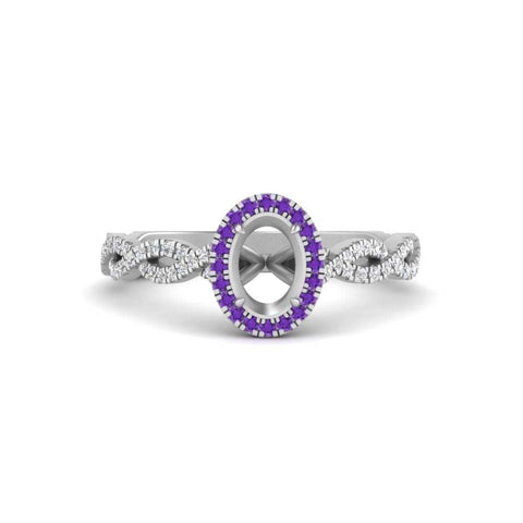 Oval Halo Infinity Vine Engagement Ring Semi Mount
