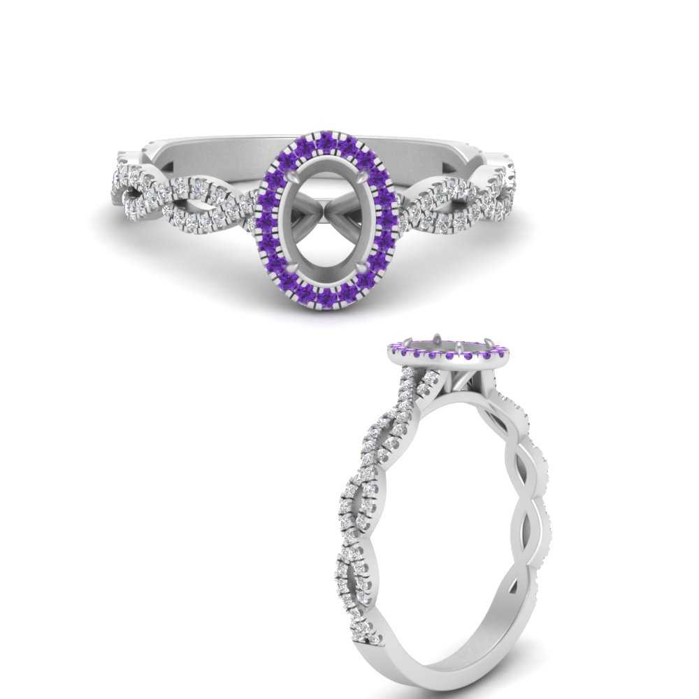 Oval Halo Infinity Vine Engagement Ring Semi Mount