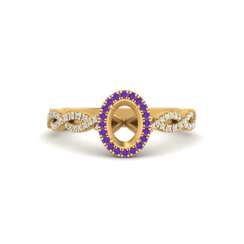 Oval Halo Infinity Vine Engagement Ring Semi Mount