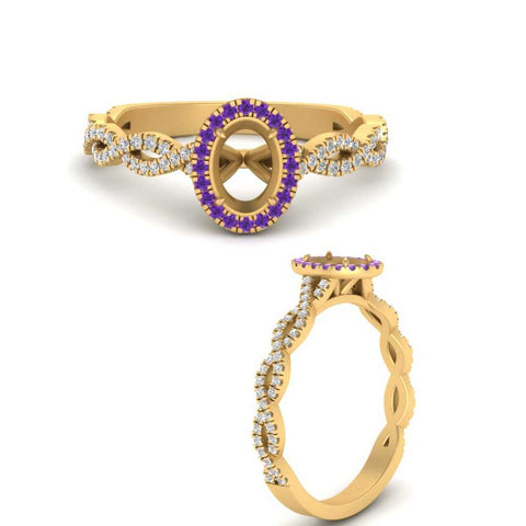 Oval Halo Infinity Vine Engagement Ring Semi Mount