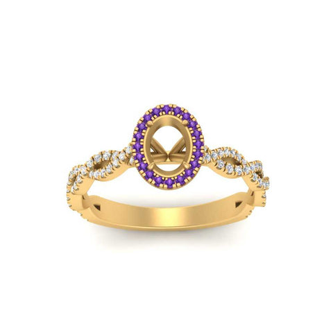 Oval Halo Infinity Vine Engagement Ring Semi Mount
