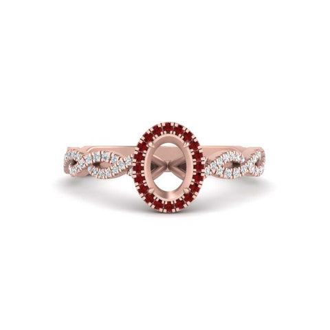 Oval Halo Infinity Vine Engagement Ring Semi Mount