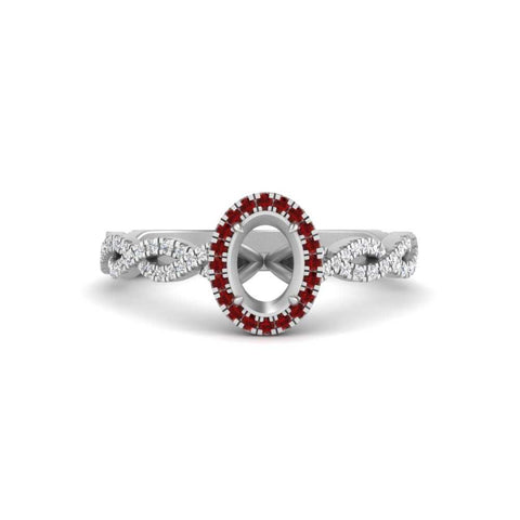 Oval Halo Infinity Vine Engagement Ring Semi Mount