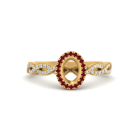 Oval Halo Infinity Vine Engagement Ring Semi Mount
