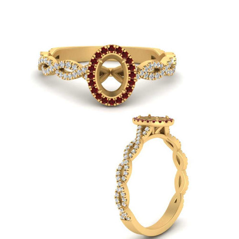 Oval Halo Infinity Vine Engagement Ring Semi Mount