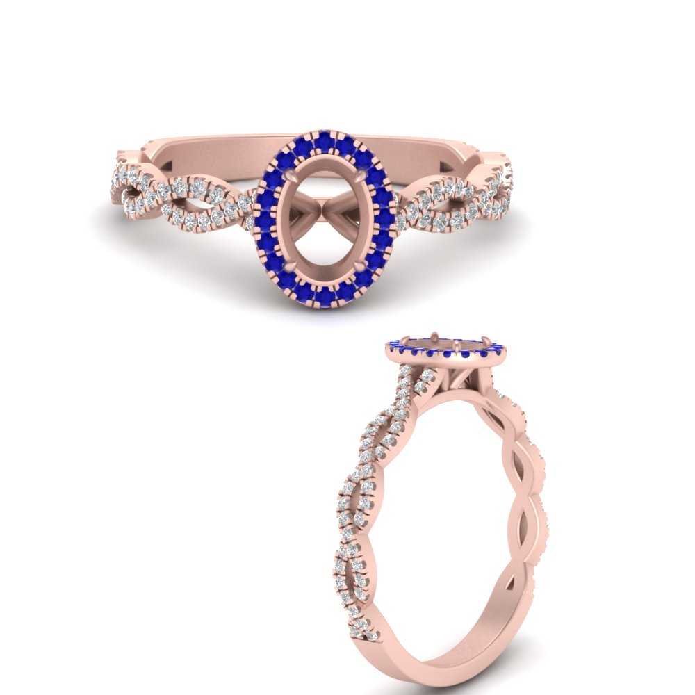 Oval Halo Infinity Vine Engagement Ring Semi Mount