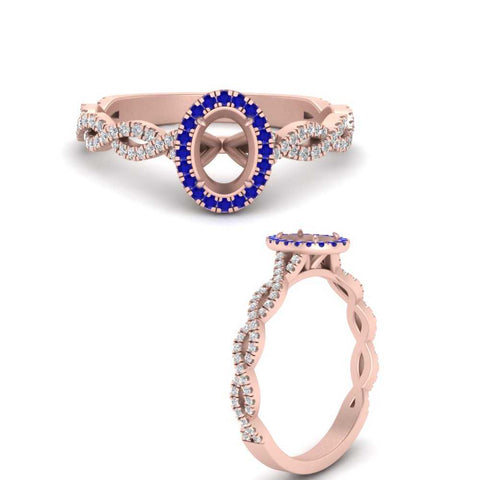 Oval Halo Infinity Vine Engagement Ring Semi Mount