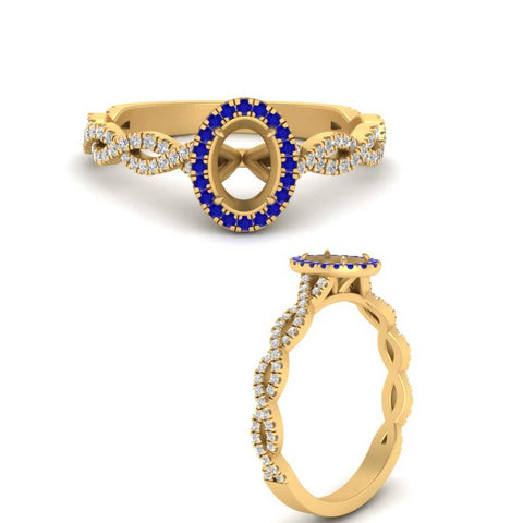 Oval Halo Infinity Vine Engagement Ring Semi Mount