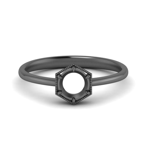Semi Mount Hexagon Solitaire Ring
