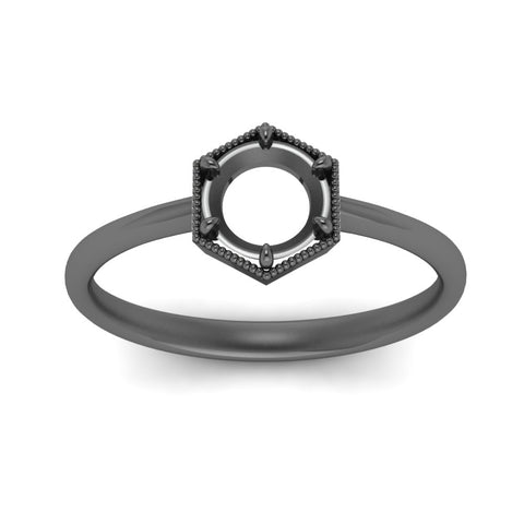 Semi Mount Hexagon Solitaire Ring