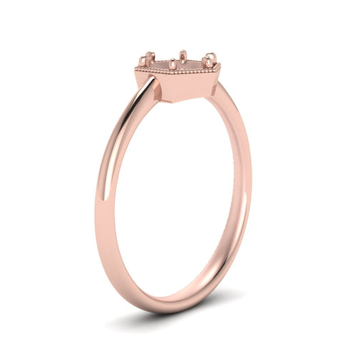 Semi Mount Hexagon Solitaire Ring