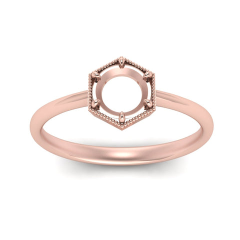 Semi Mount Hexagon Solitaire Ring