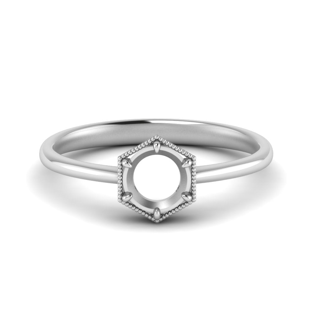 Semi Mount Hexagon Solitaire Ring