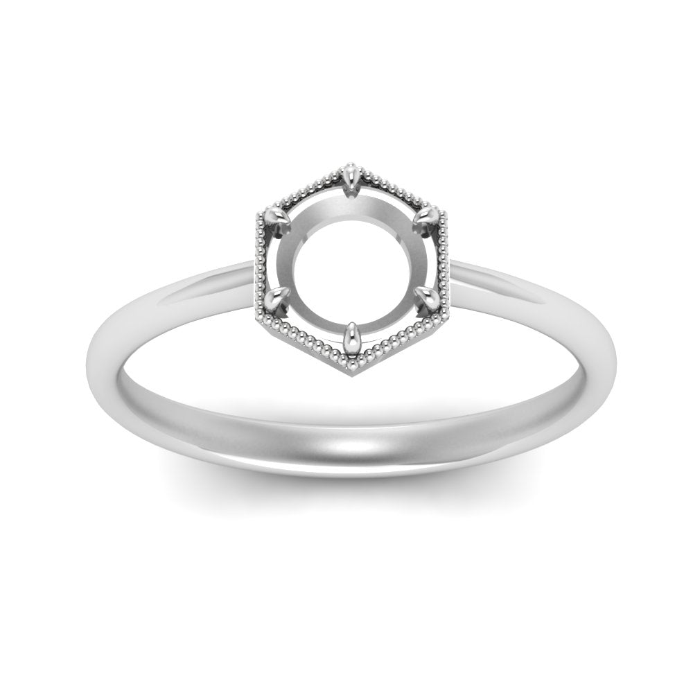 Semi Mount Hexagon Solitaire Ring