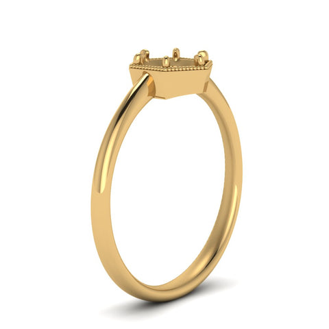 Semi Mount Hexagon Solitaire Ring