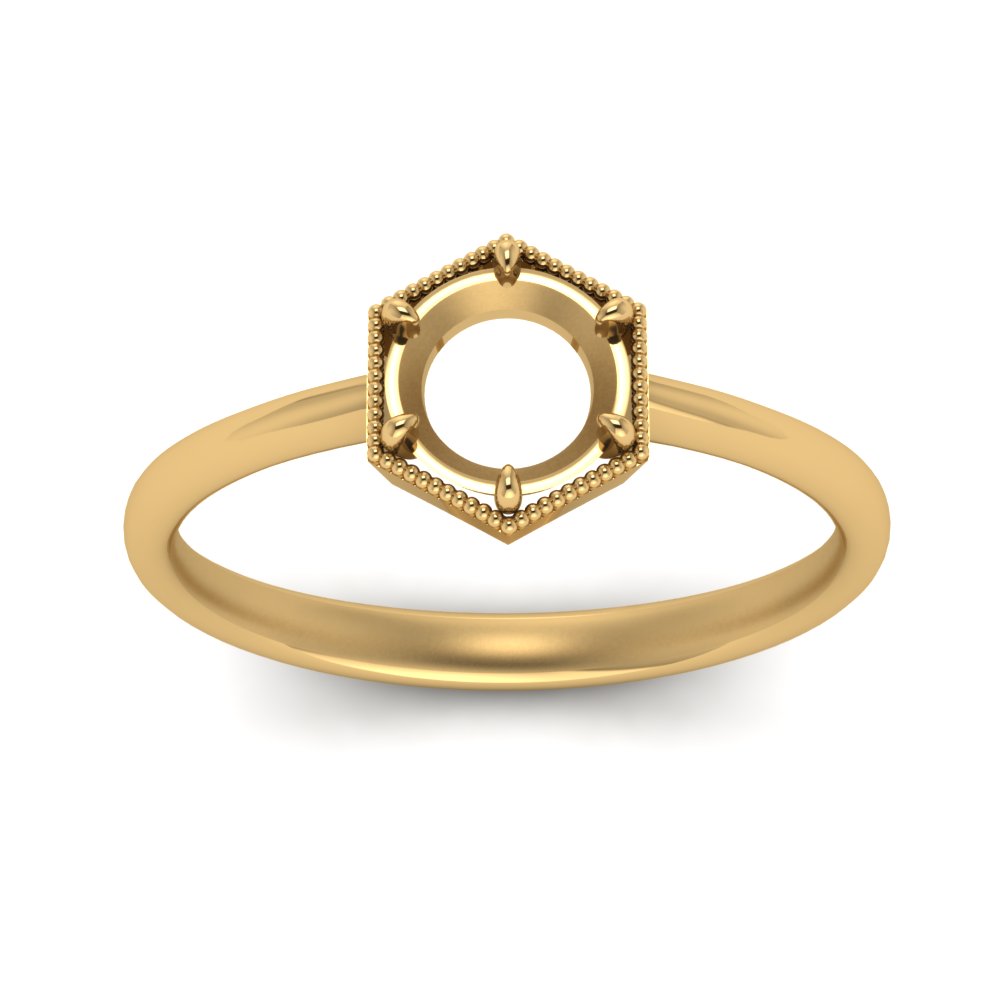 Semi Mount Hexagon Solitaire Ring
