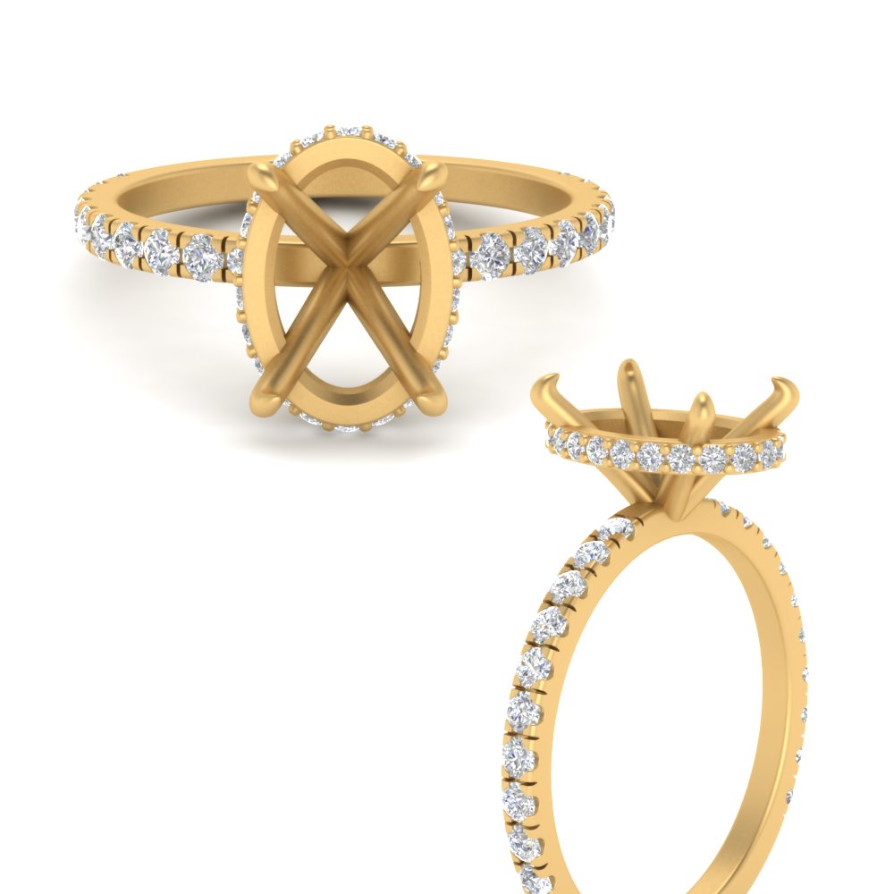 Semi Mount Hidden Halo Engagement Ring