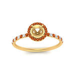 Load image into Gallery viewer, semi-mount-orange-sapphire-halo-petite-engagement-ring-in-yellow-gold-FD8523SMRGSAORANGLE3-NL-YG
