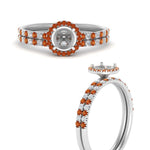 Load image into Gallery viewer, semi-mount-orange-sapphire-halo-wedding-ring-set-in-white-gold-FD8523SMGSAOR-NL-WG
