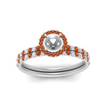 Load image into Gallery viewer, semi-mount-orange-sapphire-halo-wedding-ring-set-in-white-gold-FD8523SMGSAOR-NL-WG
