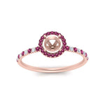 Load image into Gallery viewer, semi-mount-pink-sapphire-halo-petite-engagement-ring-in-rose-gold-FD8523SMRGSADRPIANGLE3-NL-RG
