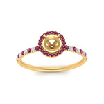 Load image into Gallery viewer, semi-mount-pink-sapphire-halo-petite-engagement-ring-in-yellow-gold-FD8523SMRGSADRPIANGLE3-NL-YG
