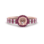 Load image into Gallery viewer, semi-mount-pink-sapphire-halo-wedding-ring-set-in-rose-gold-FD8523SMGSADRPI-NL-RG
